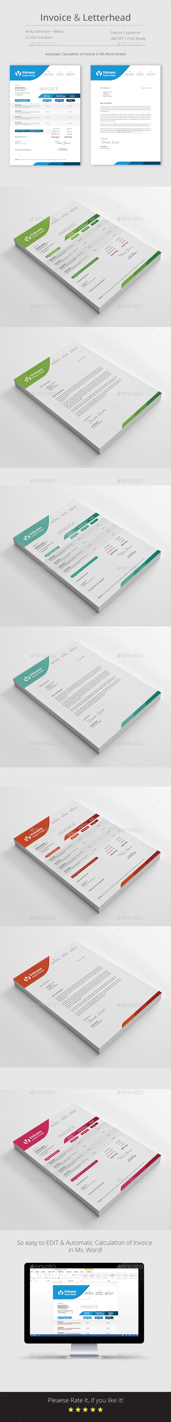 Invoice with Letterhead - Stationery Print Templates