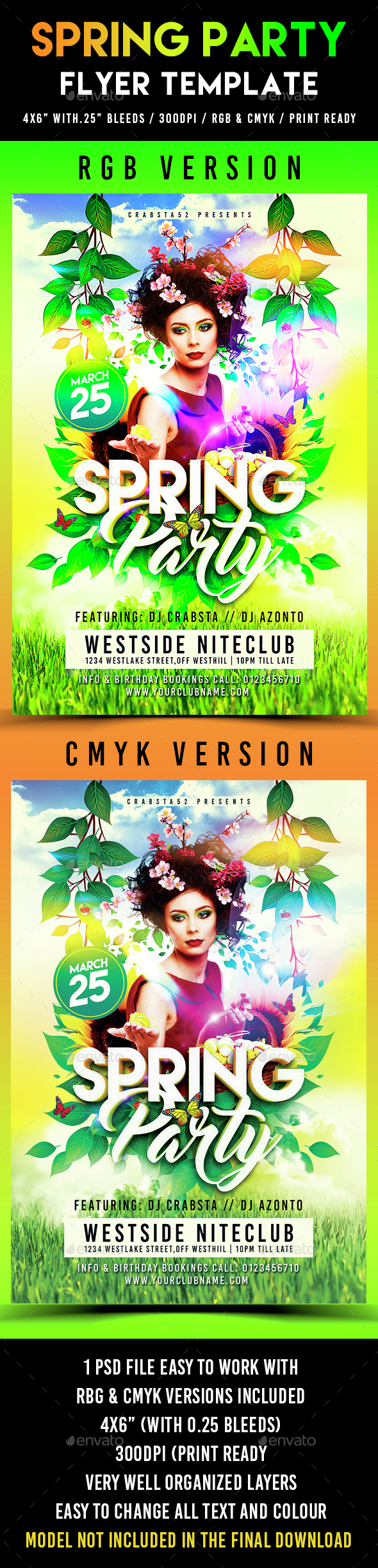 Spring Party Flyer Template - Clubs & Parties Events