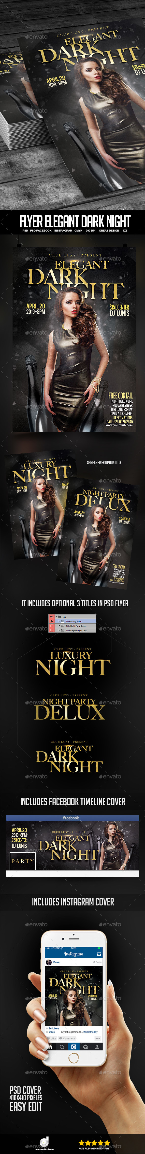 Flyer Elegant Dark Night - Clubs & Parties Events