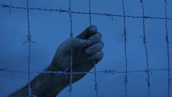 Prisoner Holds Onto Fence In The Dark alt