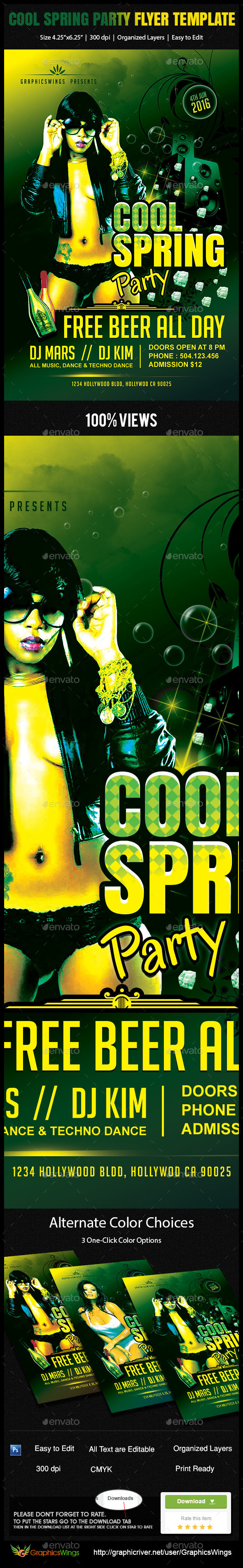 Cool Spring Party Flyer Template - Clubs & Parties Events
