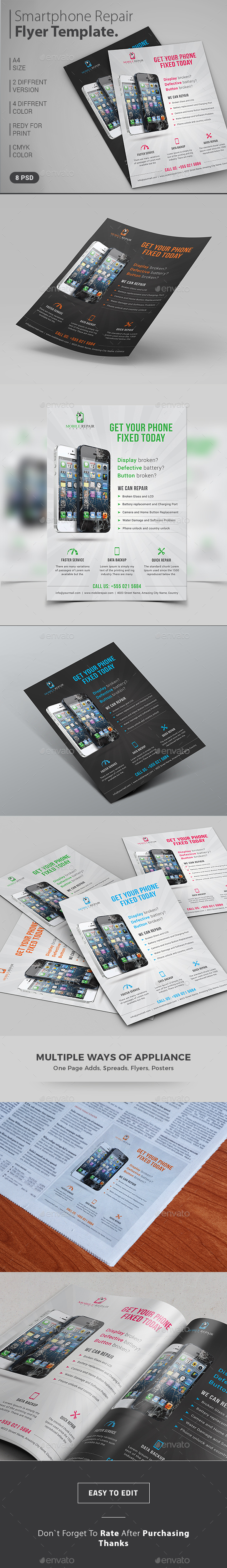 Smartphone Repair Service Flyer / Magazine Ad - Commerce Flyers