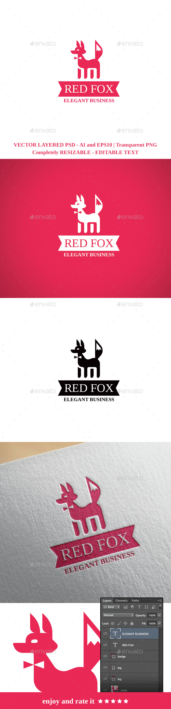 Red Fox Elegant Business - Animals Logo Templates