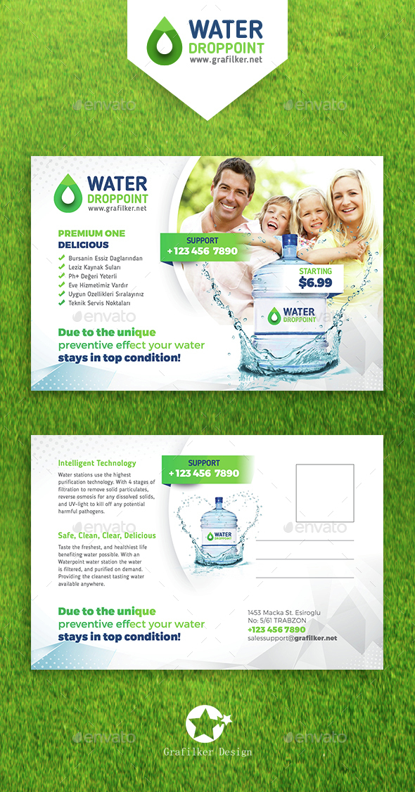 Drinking Water Service Postcard Templates - Cards & Invites Print Templates