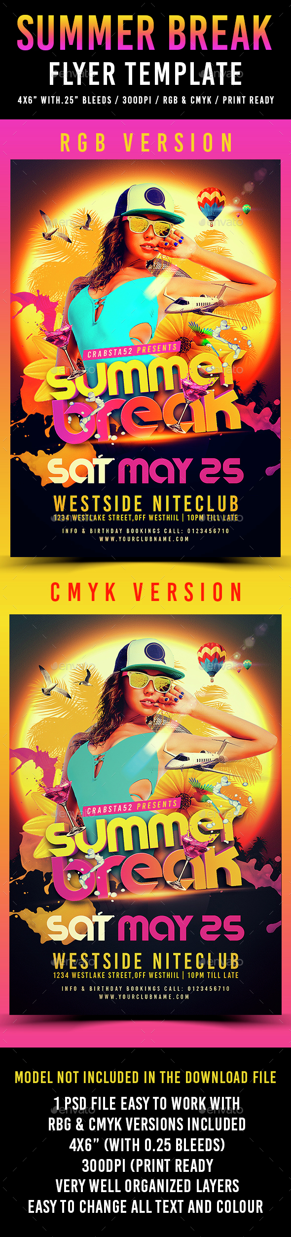 Summer Break Flyer Template - Clubs & Parties Events