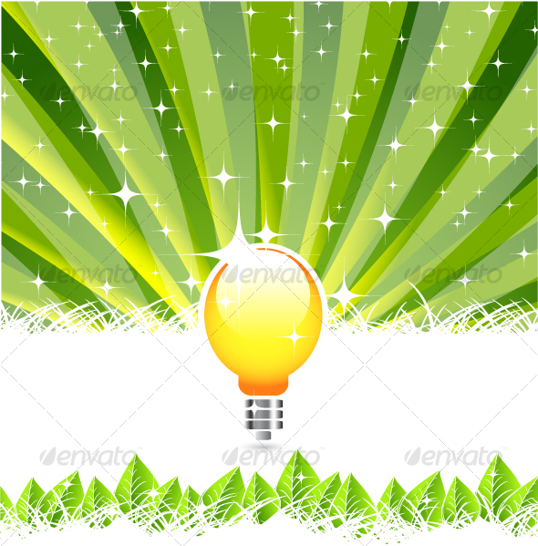 Abstract background with light bulb instead of sun - Technology Conceptual