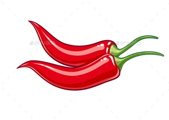 Pair of Red Chile Peppers - Food Objects