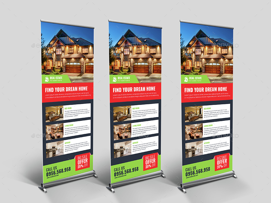  Real Estate Roll up Banner by peachypixel GraphicRiver