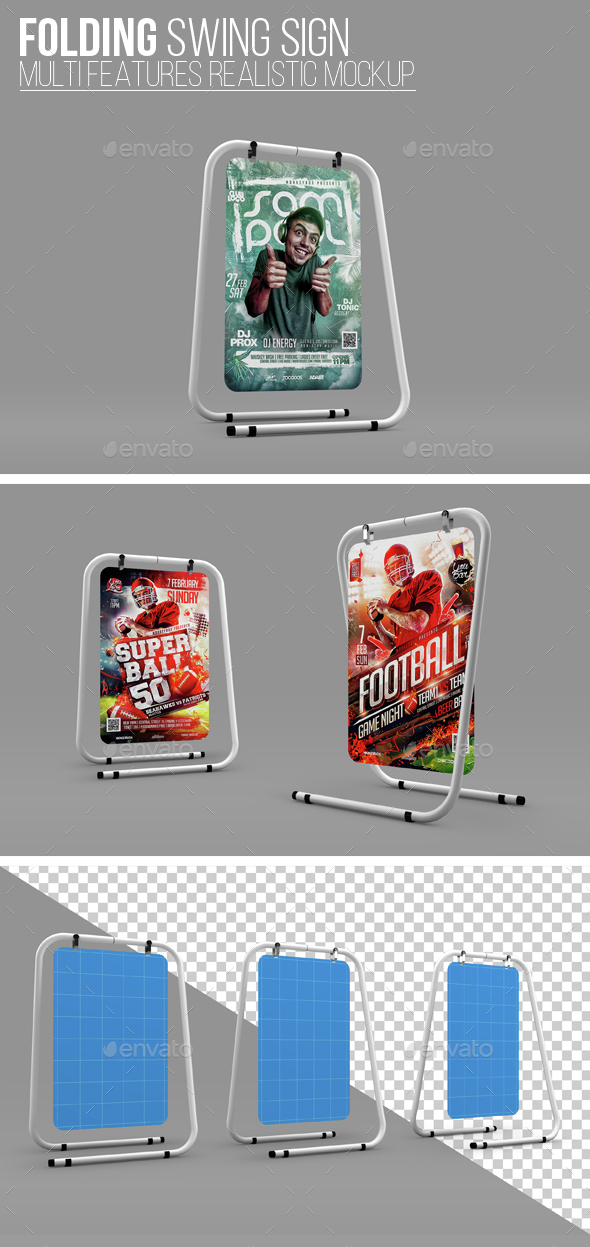 Folding Swing Sign Mockup - Signage Print