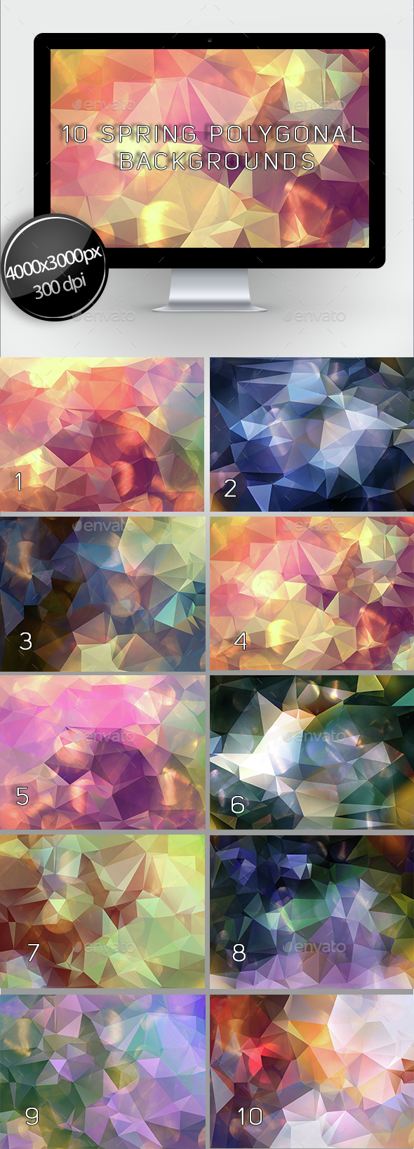 10 Spring Polygonal Backgrounds - Abstract Backgrounds