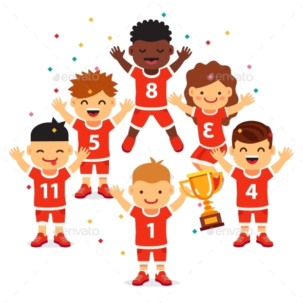 Children Sports Team Wins a Golden Cup - Sports/Activity Conceptual