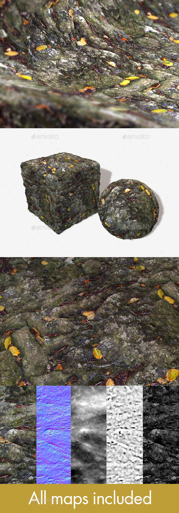 Wet Leafy Rock - 3Docean 15158100