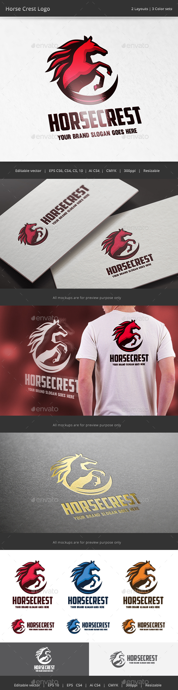 Horse Crest v2 Logo - Animals Logo Templates