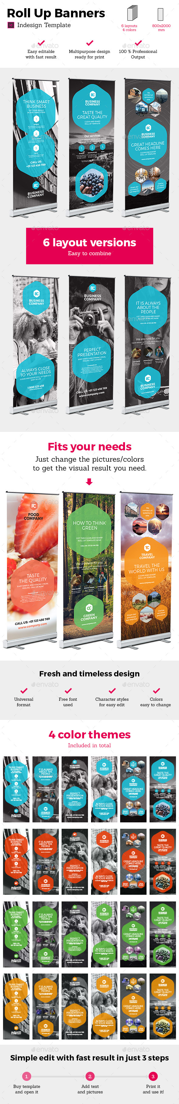 Rollup Stand Banner Display 24x Indesign - Signage Print Templates