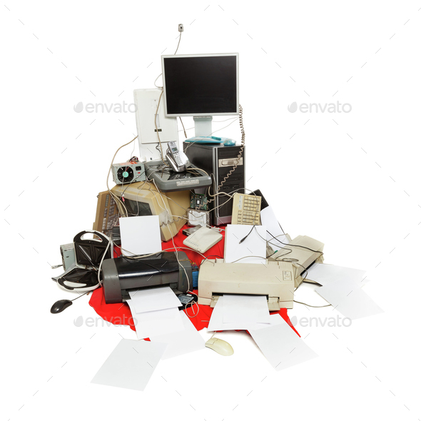 Old computer and electronic waste Stock Photo by Stramyk PhotoDune