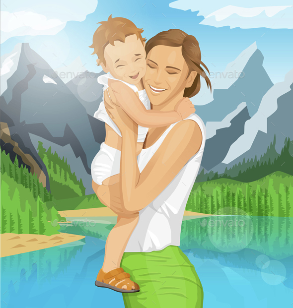 Woman with Child - People Characters