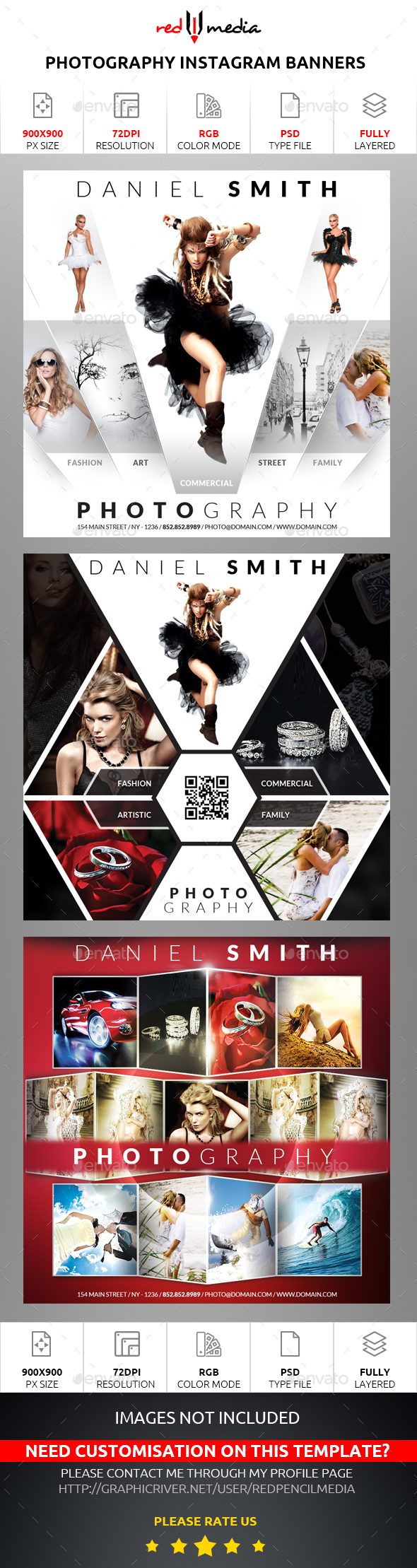 Photography Instagram Banners - Banners & Ads Web Elements
