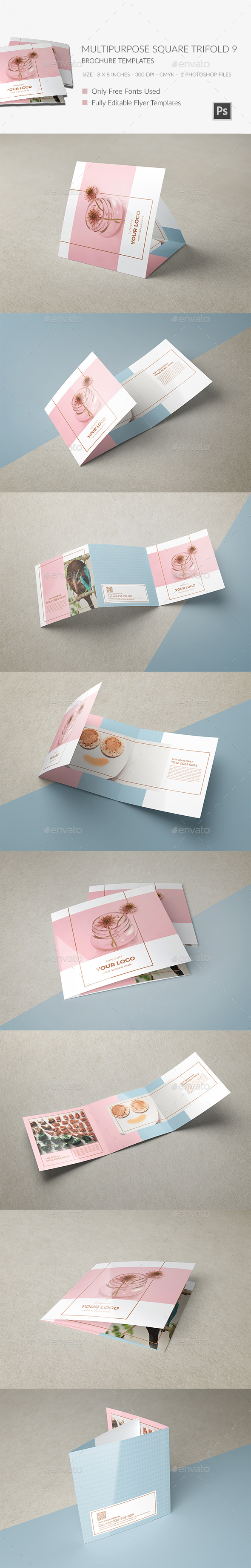 Multipurpose Square Trifold Brochure - Brochures Print Templates