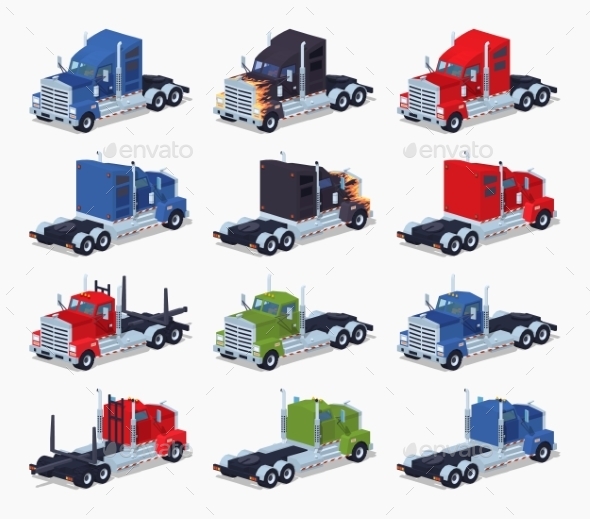 Collection of Heavy Trucks - Man-made Objects Objects