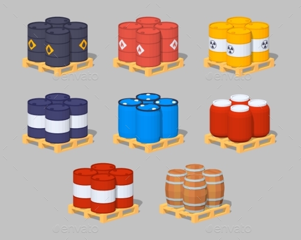 Barrels on the Pallets - Man-made Objects Objects