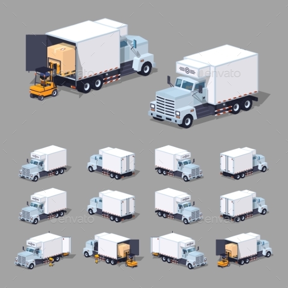 White Truck Refrigerator - Man-made Objects Objects