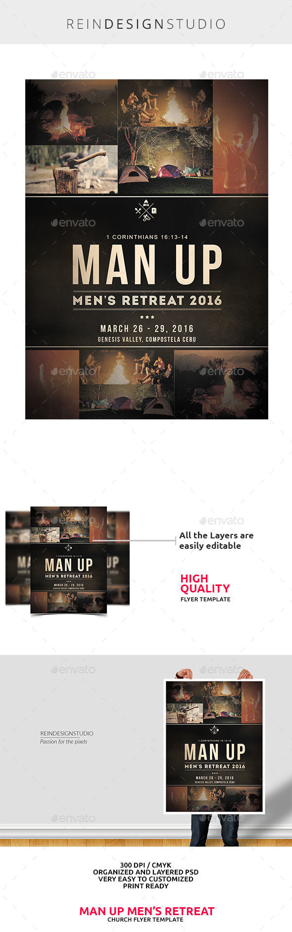 Man Up Men's Retreat - Church Flyers