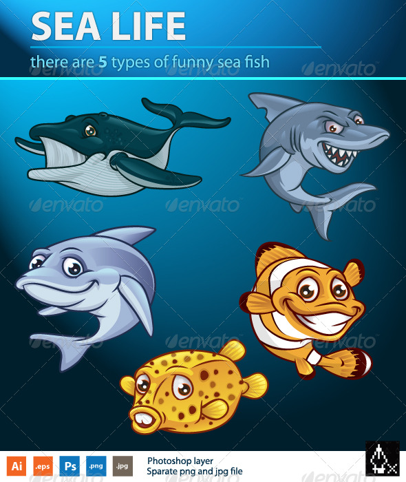 Sea life pack - Animals Characters