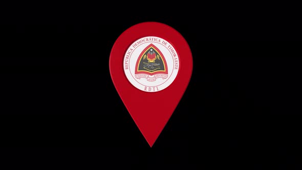 3D Rotating Pin Icon Animation With East Timor Coat Of Arms Alpha Channel 4K alt