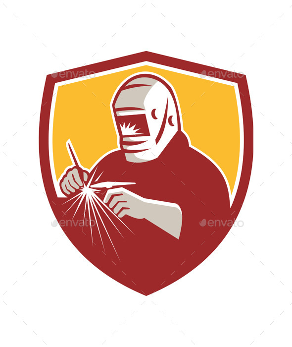 Retro Tig Welder Welding Crest - People Characters