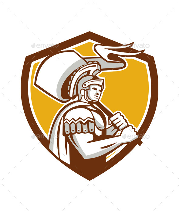 Roman Centurion Carry Flag Crest Retro - People Characters