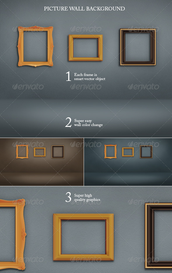 Wall and Floor Background with Picture Frames - Backgrounds Graphics