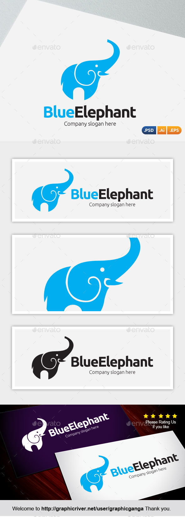 Blue Elephant - Abstract Logo Templates