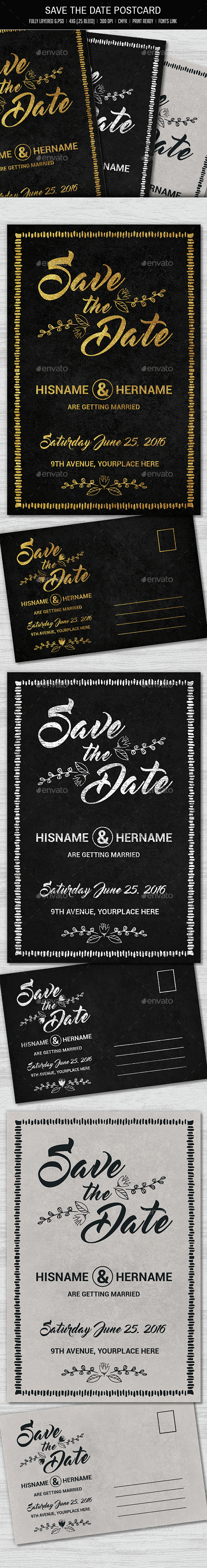 Save The Date Postcard by creativeartx | GraphicRiver