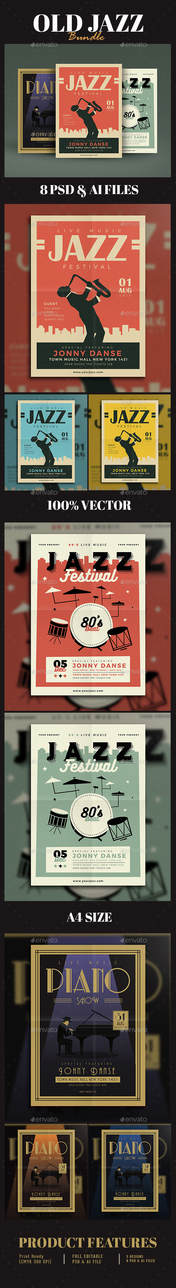 Old Jazz Festival Flyer Bundle - Events Flyers