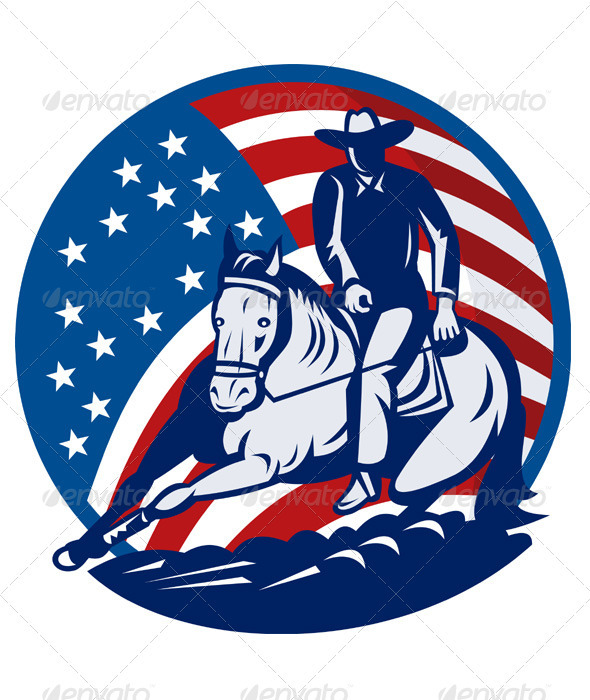 American Rodeo CowboyHorse Cutting