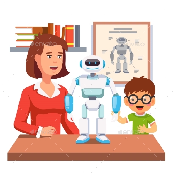 Student Learning Robotics with Teacher and Robot - Miscellaneous Characters