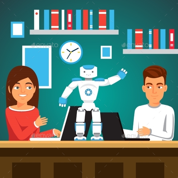 Students Programming Humanoid Bipedal Robot - Miscellaneous Characters