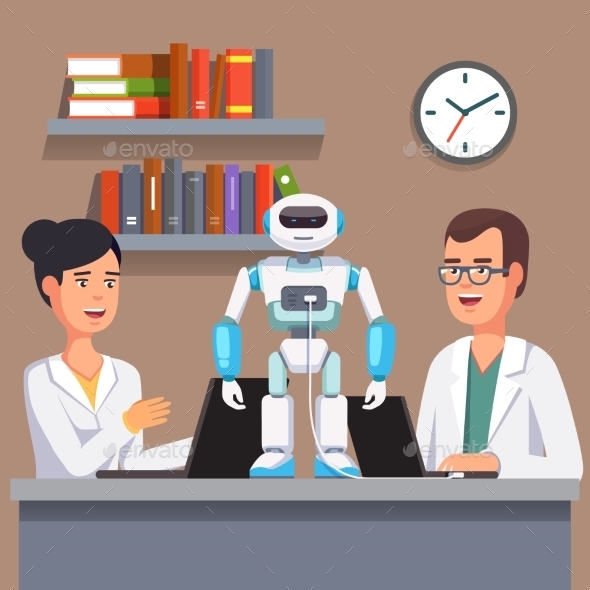 Researchers Programming Humanoid Bipedal Robot - Miscellaneous Characters
