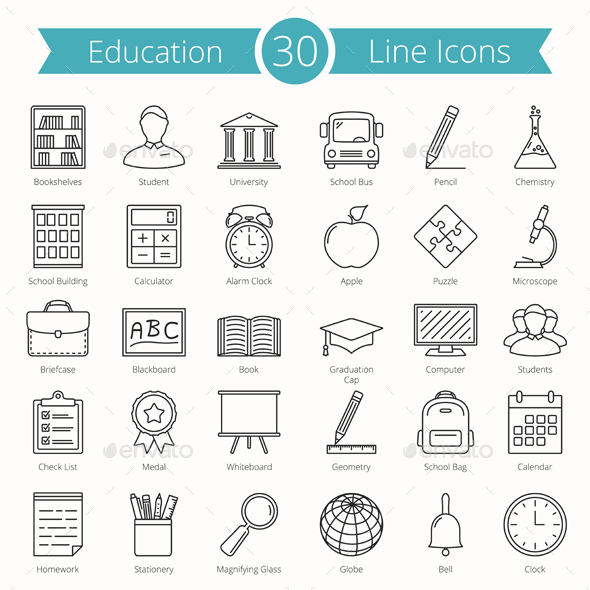 30 Education Line Icons - Miscellaneous Icons