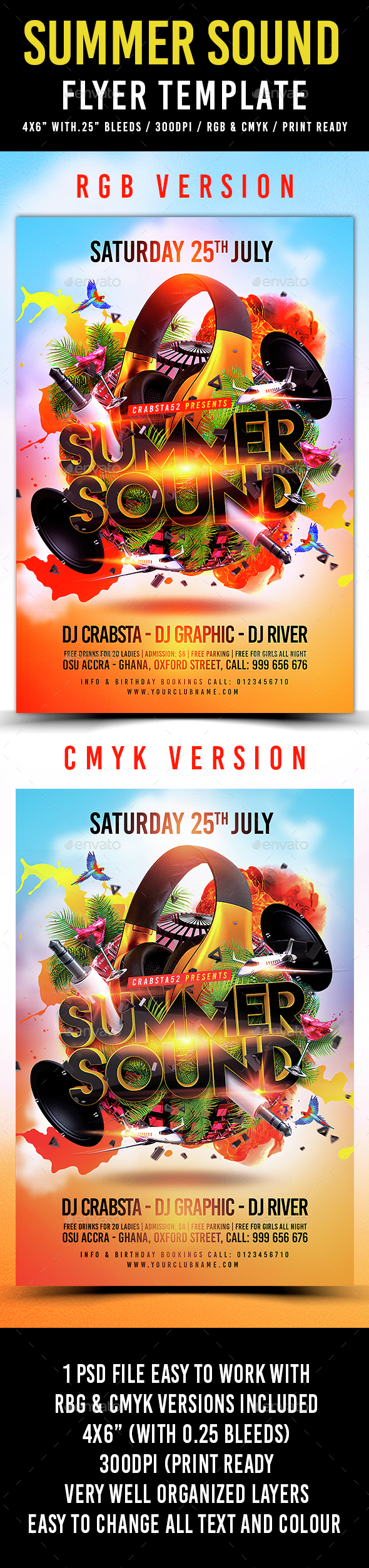 Summer Sound Flyer Template - Clubs & Parties Events