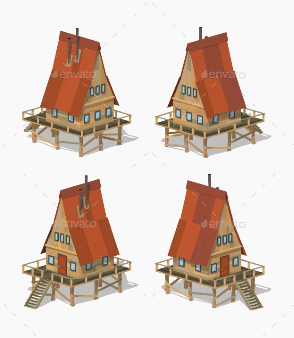 A-Frame Wooden House - Buildings Objects