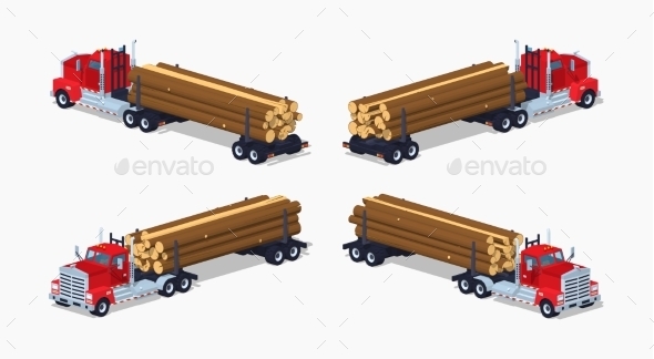 Log Truck with Pile of Logs - Man-made Objects Objects