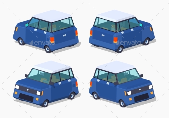 Modern Blue Hatchback - Man-made Objects Objects