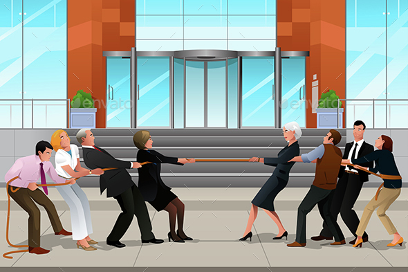 Business People in a Tug of War - Concepts Business