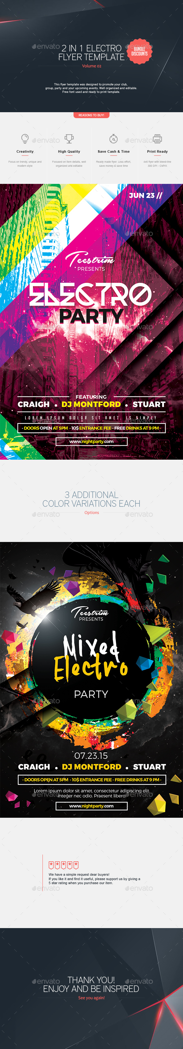 2 in 1 - Electro Flyer V.2 - Clubs & Parties Events