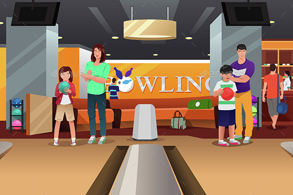 Family Playing Bowling - Sports/Activity Conceptual