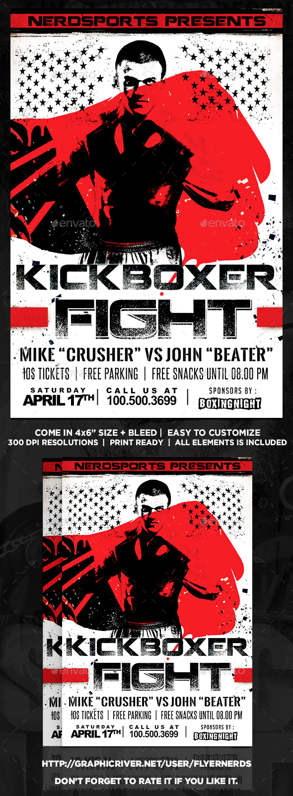 Kickboxer Fight Sports Flyer - Sports Events