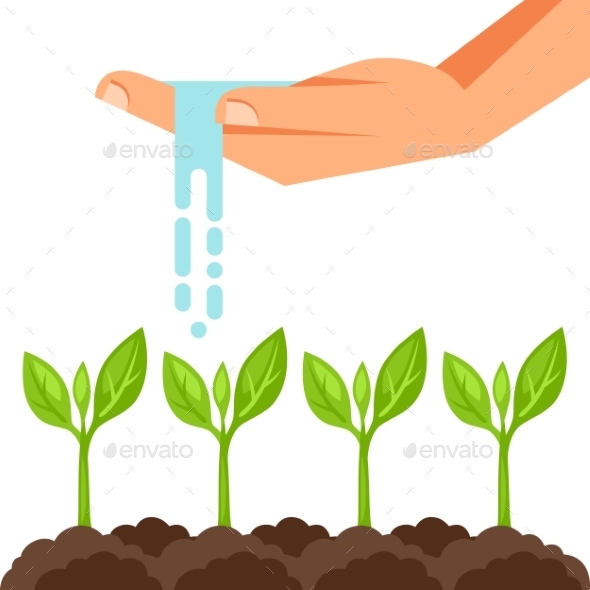 Illustration of Watering Plants from Hand - Industries Business