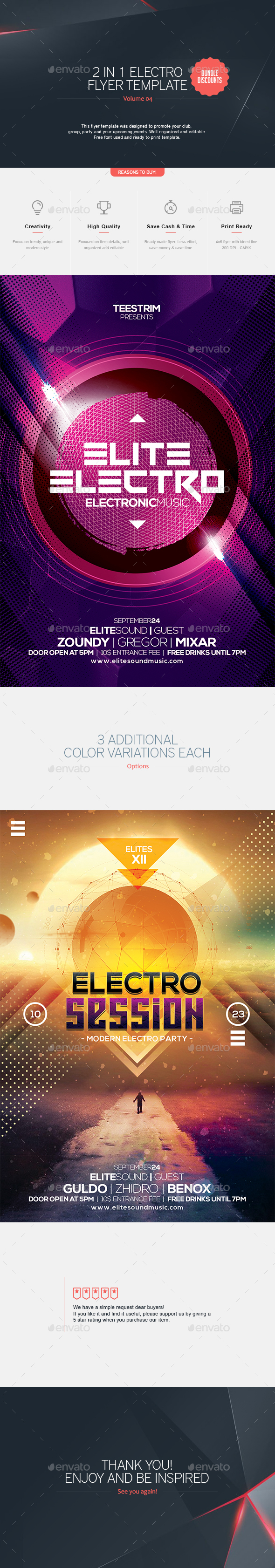 2 in 1 - Electro Flyer Bundle V.4 - Clubs & Parties Events