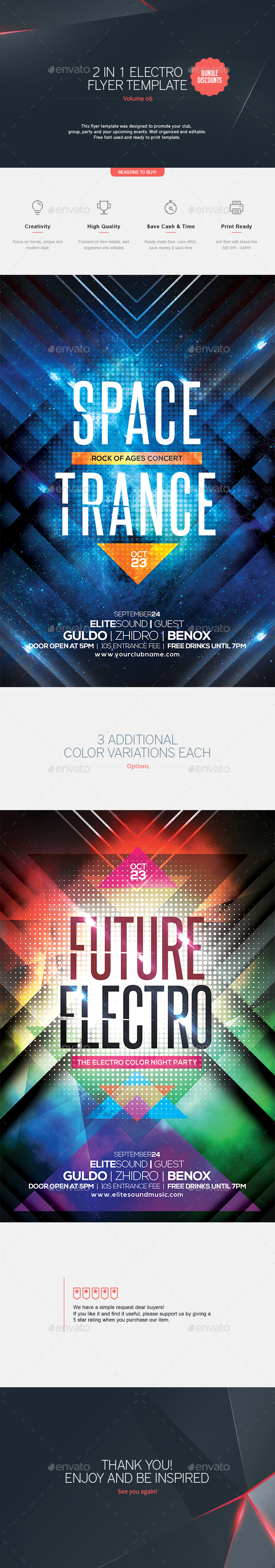 2 in 1 - Electro Flyer V.6 - Clubs & Parties Events